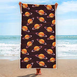 Hamburger Planet Pattern Print Beach Towel