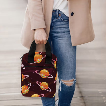 Hamburger Planet Pattern Print Bible Tote Bag