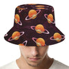 Hamburger Planet Pattern Print Bucket Hat