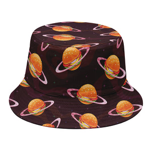 Hamburger Planet Pattern Print Bucket Hat