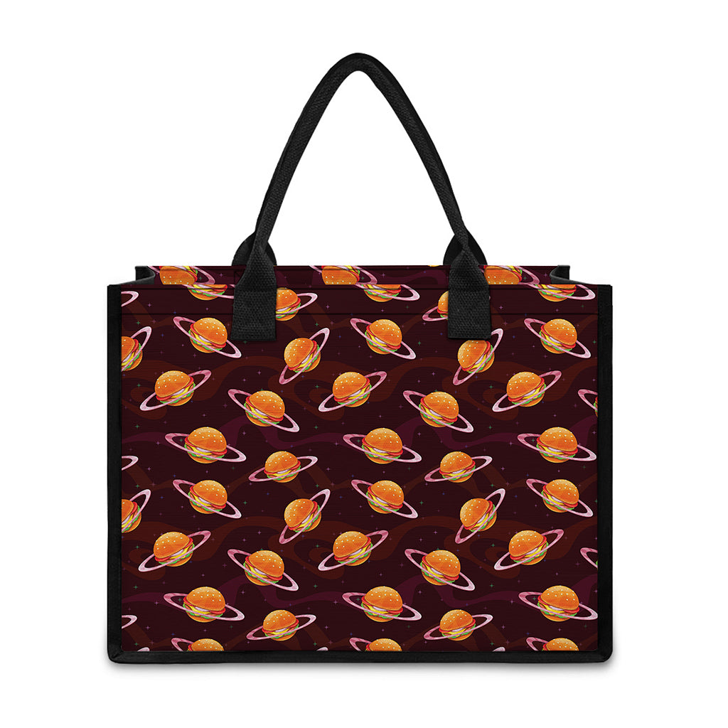 Hamburger Planet Pattern Print Canvas Tote Bag