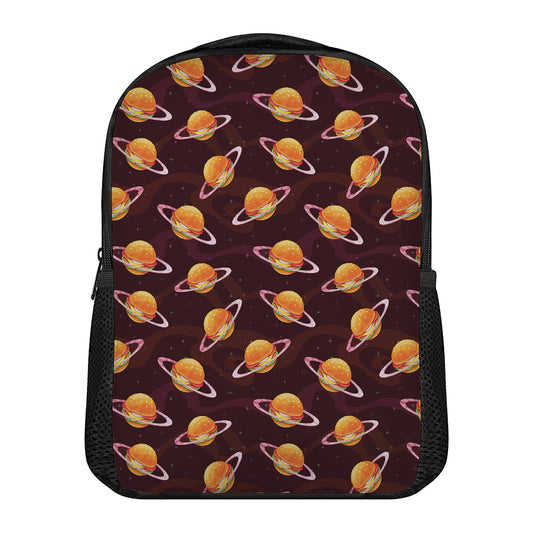 Hamburger Planet Pattern Print Casual Backpack