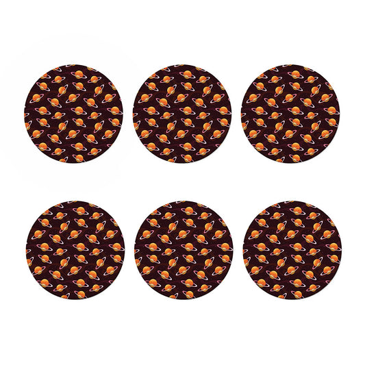 Hamburger Planet Pattern Print Coaster Set