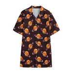 Hamburger Planet Pattern Print Cotton Hawaiian Shirt