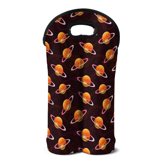 Hamburger Planet Pattern Print Double Neoprene Wine Tote