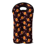 Hamburger Planet Pattern Print Double Neoprene Wine Tote