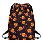 Hamburger Planet Pattern Print Drawstring Backpack