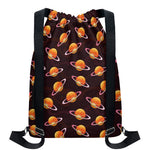 Hamburger Planet Pattern Print Drawstring Backpack