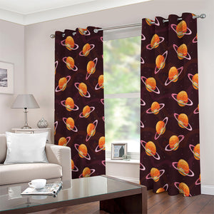 Hamburger Planet Pattern Print Extra Wide Grommet Curtains