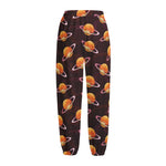 Hamburger Planet Pattern Print Fleece Lined Knit Pants