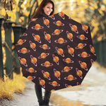 Hamburger Planet Pattern Print Foldable Umbrella