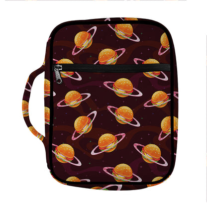 Hamburger Planet Pattern Print Front Pocket Bible Bag