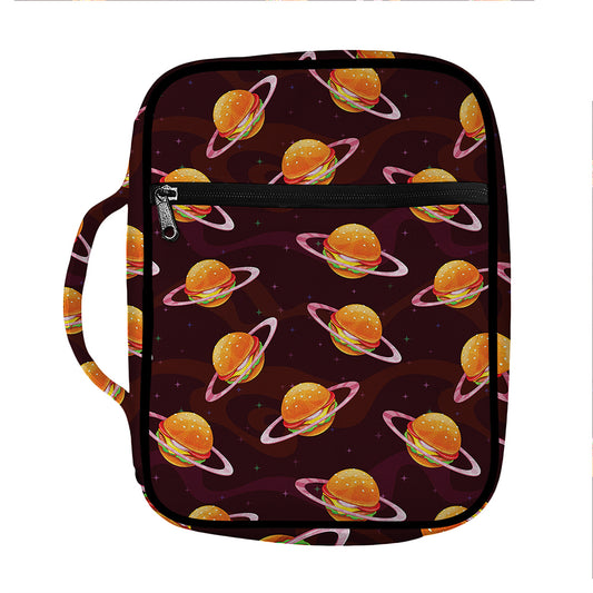 Hamburger Planet Pattern Print Front Pocket Bible Bag