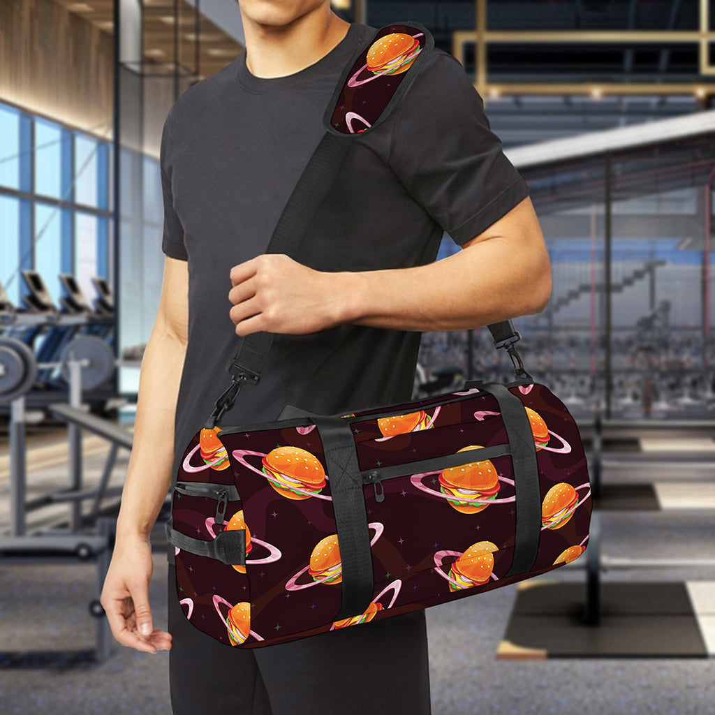 Hamburger Planet Pattern Print Gym Bag