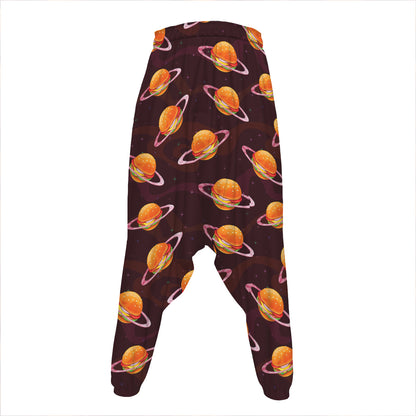Hamburger Planet Pattern Print Hammer Pants