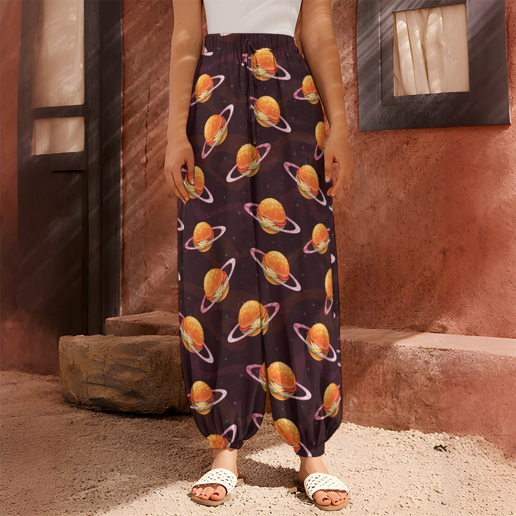 Hamburger Planet Pattern Print Harem Pants