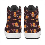 Hamburger Planet Pattern Print High Top Leather Sneakers