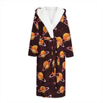 Hamburger Planet Pattern Print Hooded Bathrobe