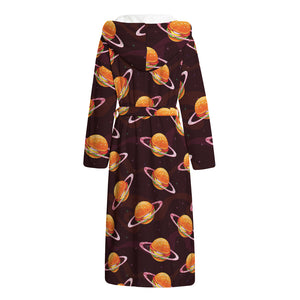 Hamburger Planet Pattern Print Hooded Bathrobe