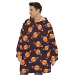 Hamburger Planet Pattern Print Hoodie Blanket