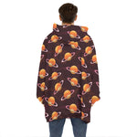 Hamburger Planet Pattern Print Hoodie Blanket