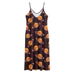 Hamburger Planet Pattern Print Jersey Midi Cami Dress
