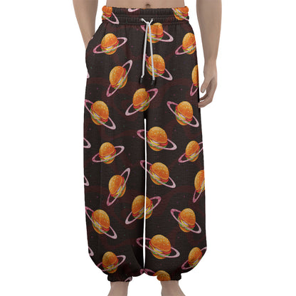 Hamburger Planet Pattern Print Lantern Pants