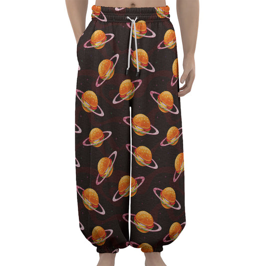 Hamburger Planet Pattern Print Lantern Pants