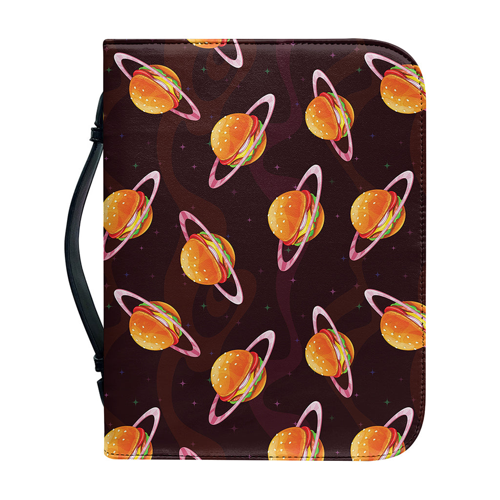Hamburger Planet Pattern Print Leather Bible Cover