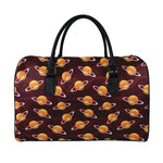 Hamburger Planet Pattern Print Leather Duffle Bag
