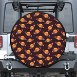 Hamburger Planet Pattern Print Leather Spare Tire Cover