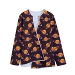 Hamburger Planet Pattern Print Long Sleeve Short Coat