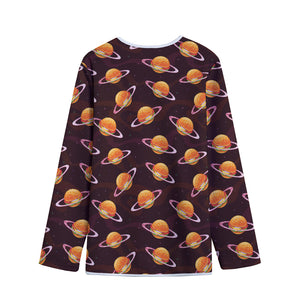 Hamburger Planet Pattern Print Long Sleeve Short Coat