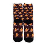 Hamburger Planet Pattern Print Long Socks