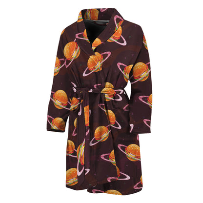 Hamburger Planet Pattern Print Men's Bathrobe