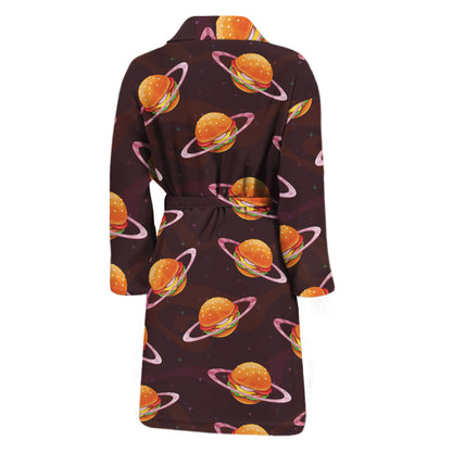 Hamburger Planet Pattern Print Men's Bathrobe