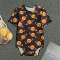 Hamburger Planet Pattern Print Men's Bodysuit