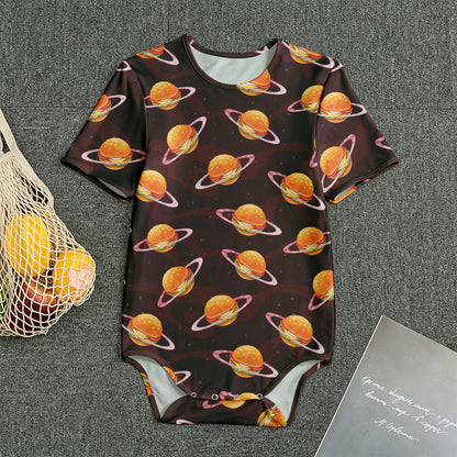 Hamburger Planet Pattern Print Men's Bodysuit
