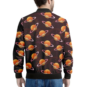 Hamburger Planet Pattern Print Men's Bomber Jacket