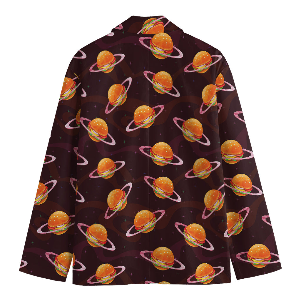 Hamburger Planet Pattern Print Men's Cotton Blazer