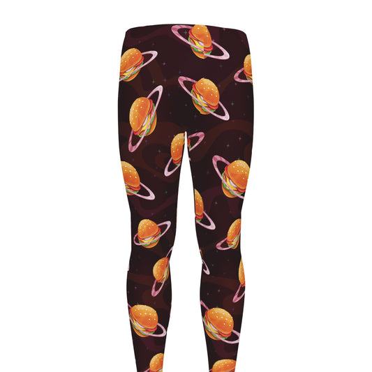 Hamburger Planet Pattern Print Men's leggings