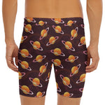 Hamburger Planet Pattern Print Men's Long Boxer Briefs