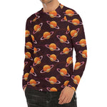 Hamburger Planet Pattern Print Men's Long Sleeve Rash Guard