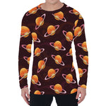 Hamburger Planet Pattern Print Men's Long Sleeve T-Shirt