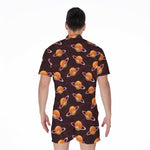Hamburger Planet Pattern Print Men's Rompers