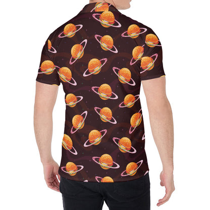 Hamburger Planet Pattern Print Men's Shirt