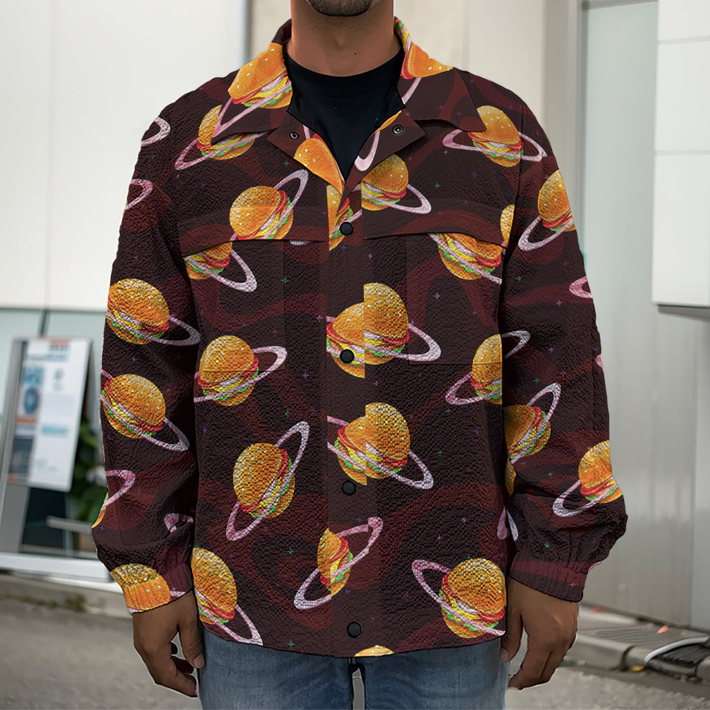 Hamburger Planet Pattern Print Men's Shirt Jacket