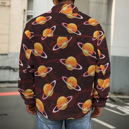 Hamburger Planet Pattern Print Men's Shirt Jacket