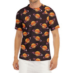 Hamburger Planet Pattern Print Men's Short Sleeve Rash Guard