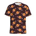 Hamburger Planet Pattern Print Men's Athletic T-Shirt